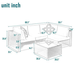 5-Piece Outdoor Garden Patio Furniture PE Rattan Wicker Cushioned Sofa Sets