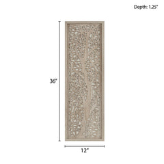 Laurel Branches Laser Cut Tree Framed Panel Wall Decor - Natural