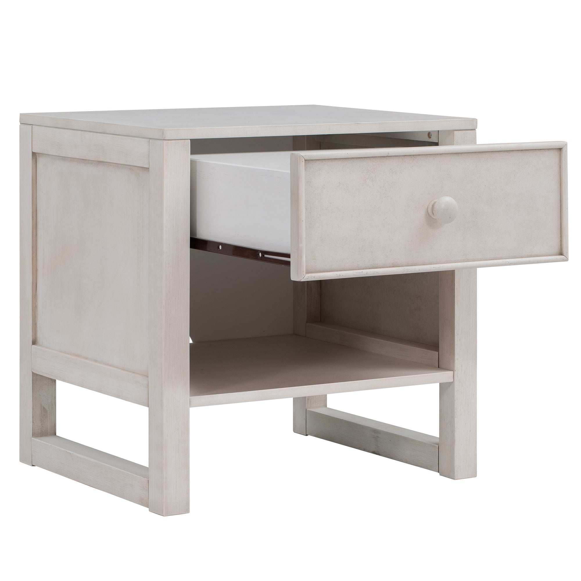 Wooden Nightstand with a Drawer and an Open Storage - Antique White