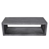 58" Cube Shape Wooden Coffee Table with Open Bottom Shelf - Charcoal Gray
