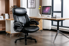 Office Desk Chair with High Quality PU Leather Adjustable Height/Tilt 360-Degree - Black