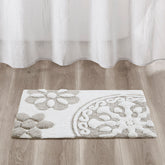 Medallion Cotton Tufted Bath Rug - Taupe Cotton