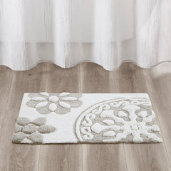 Medallion Cotton Tufted Bath Rug - Taupe Cotton