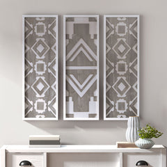 Mandal Two-tone Geometric 3-piece Wood Wall Decor Set - Grey