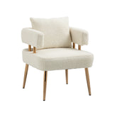 Accent Chair with Golden Feet - White Teddy