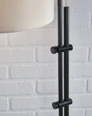 Black Casual Floor Lamp with Drum Shade