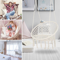 Hammock Chair Swing Hanging Cotton Rope for Indoor and Outdoor - Beige