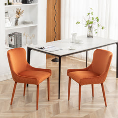 Velvet Dining Chair Flannel Wrapped Metal Leg Chair (Set of 2) - Orange