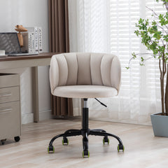 Zen Zone Velvet Leisure Office Chair, can rotate 360 degrees, with pulley - Off White