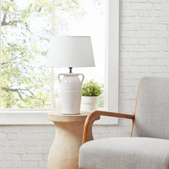 Everly Ceramic Table Lamp with Handles - White