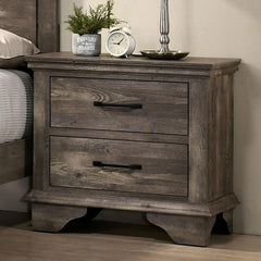 Nightstand Gray Color Solid Wood Veneer Matte Black