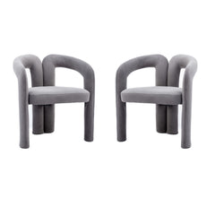 Contemporary Designed Fabric Upholstered Accent/Dining Chair /Barrel Side Chairs (Set of 2) - Grey