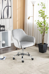 Modern Home Office Leisure Chair with Adjustable Velvet Height - Light Grey