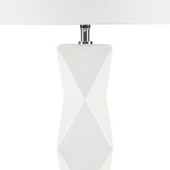 Geometric Ceramic Table Lamp - White