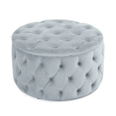 Plush New Velvet Ottoman - Light Grey