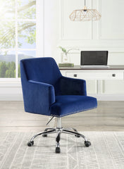 Elegant Office Chair - Blue Velvet & Chrome Finish