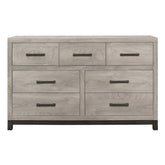 Light Gray Finish Dresser 7x Drawers Metal Bar Hardware Premium Melamine Board