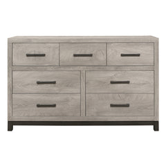 Light Gray Finish Dresser 7x Drawers Metal Bar Hardware Premium Melamine Board