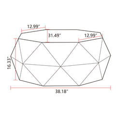 38"Three-dimensional Embossed Pattern Design American Retro Style Coffee Table - White Tabletop