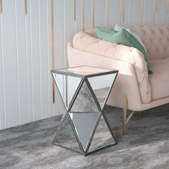 Mirrored End Table, Mirrored Nightstand, Silver Side Table