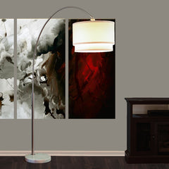 81"H Double Shade Marble Base Floor Lamp - Brushed Nickel
