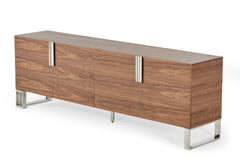 Modern Walnut & Stainless Steel Buffet