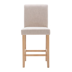 Bar Stools Soft Cushions with Solid Wood Legs (Set of 2) - Beige