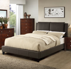 Full Size Bed - Brown Faux Leather Upholstered