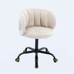 Zen Zone Velvet Leisure Office Chair, can rotate 360 degrees, with pulley - Off White
