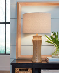 Whitewash Brown Faux Wood Table Lamp (Set of 2)