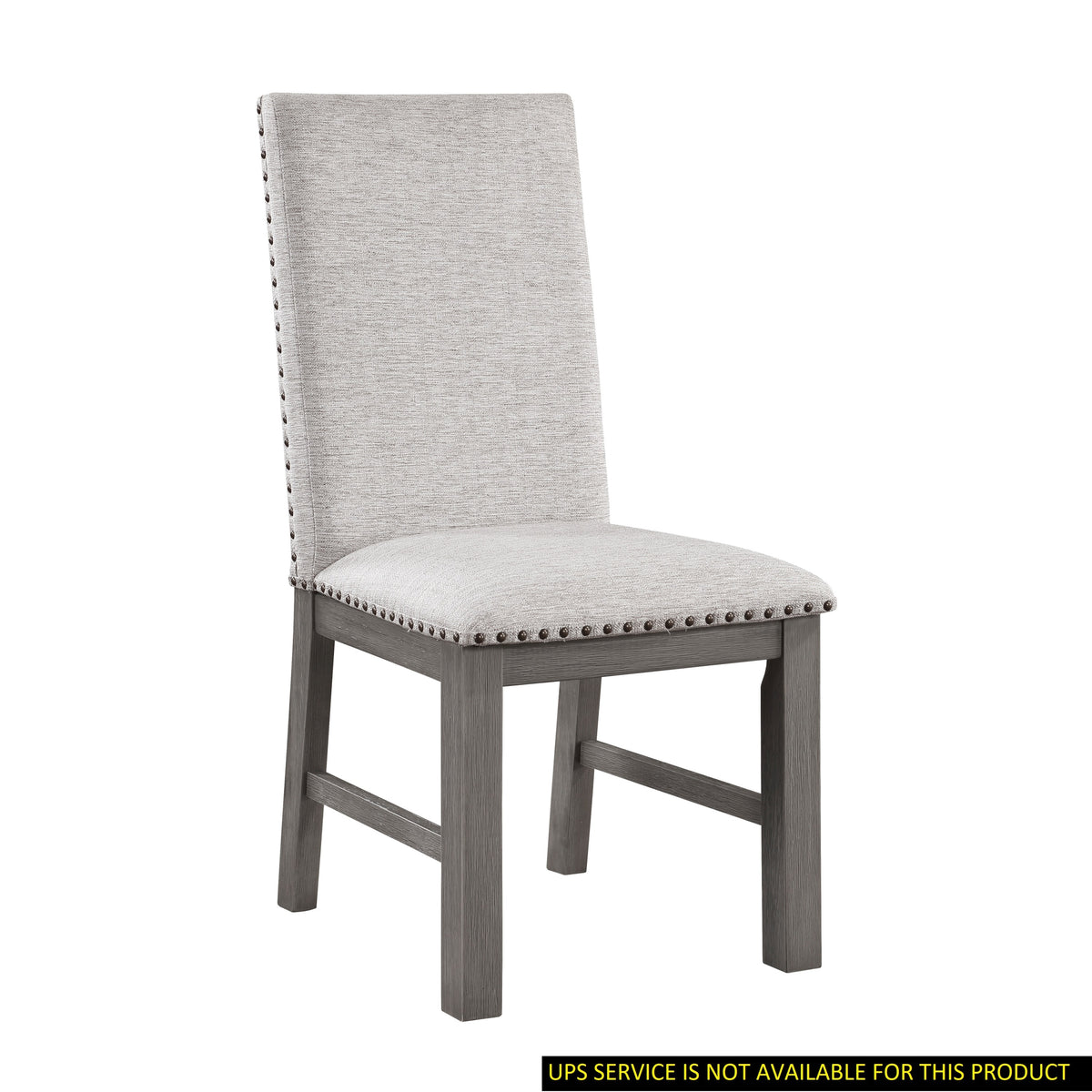 Dining Chairs Grey Finish Wood Frame Rustic Design - Beige