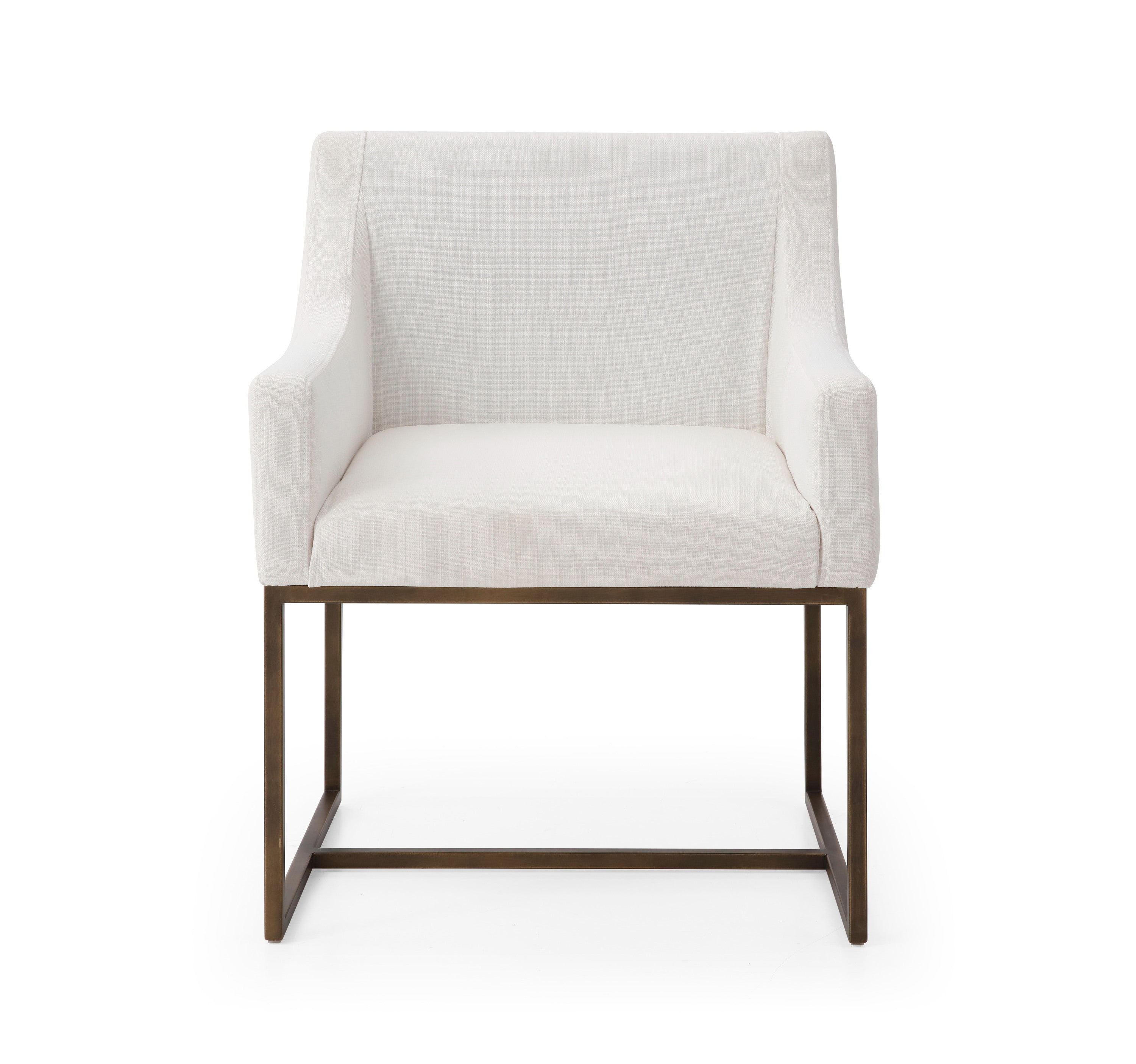 Modern Off White & Copper Antique Brass Dining Chair