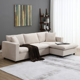 100.4x64.6" Modern Sectional Sofa, L-shaped Couch Set with 2 Free pillows, 4-seat Polyester Fabric Couch Set with Convertible Ottoman - Beige