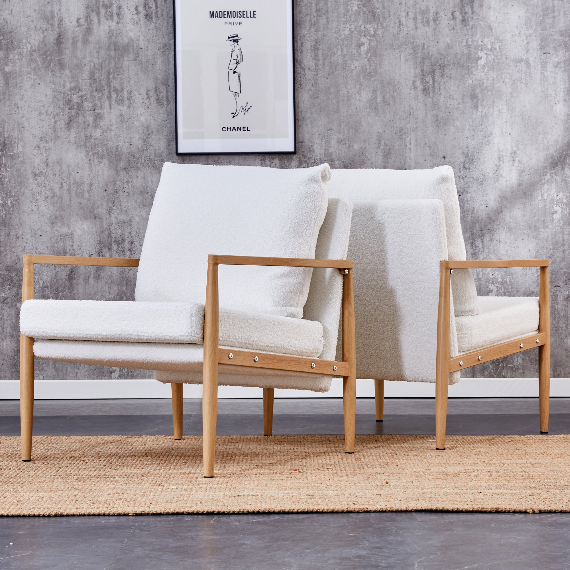 Teddy Velvet Accent Arm Chair Mid Century Modern - White