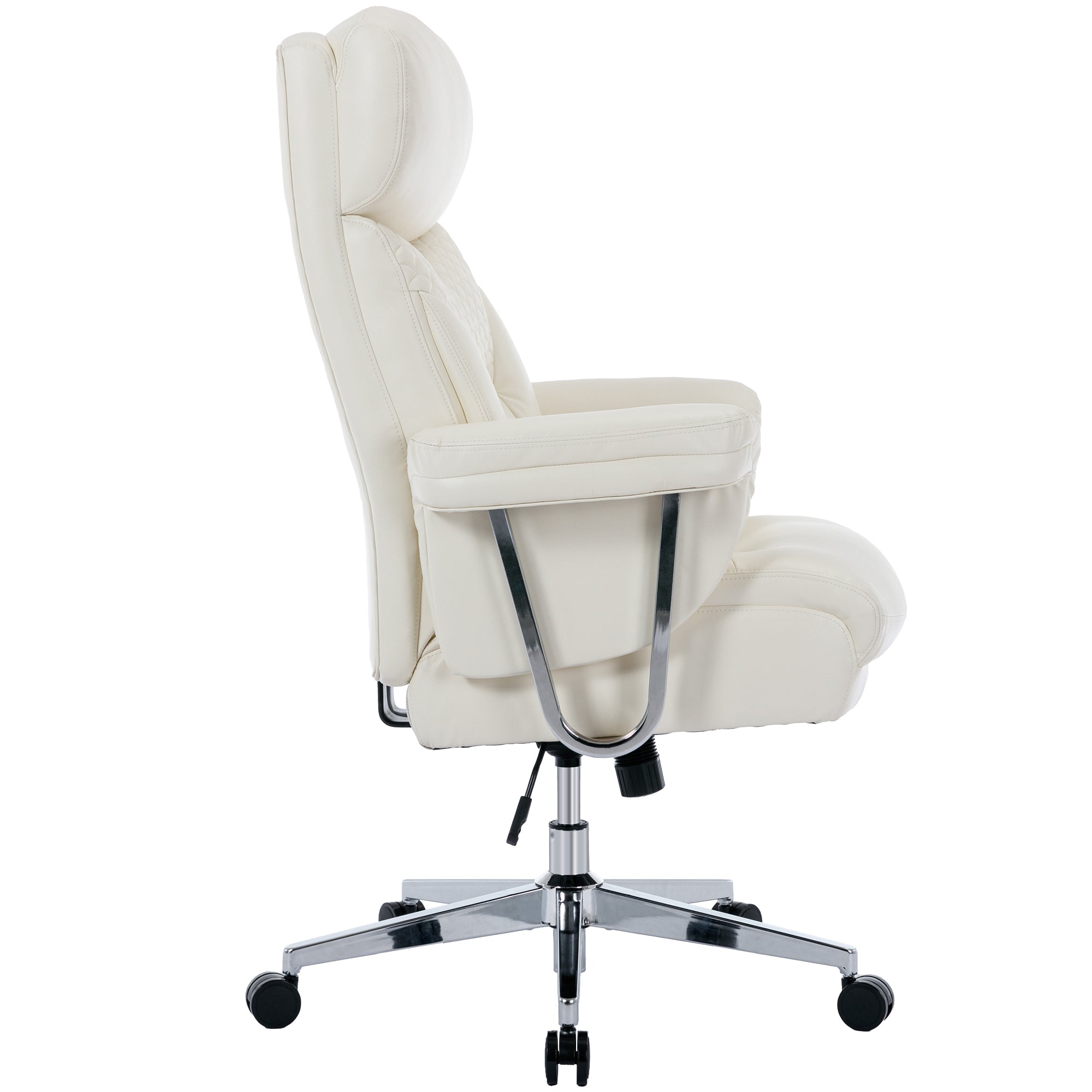High Back Executive Office Chair 300lbs-Ergonomic Leather Computer Desk Chair - White