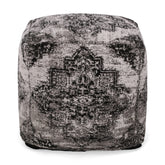 Boho Hand Loomed Fabric Cube Pouf