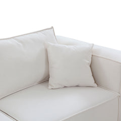 Modular Sectional Living Room Sofa Set, Modern Minimalist Style Couch with Ottoman and Reversible Chaise, L-Shape - White