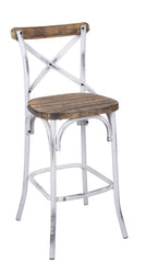 Parisian Bistro Style Bar Chair (1Pc) - Antique White & Antique Oak
