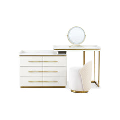 Modern Elegant 6-Drawer Dressing Table Set - Cream