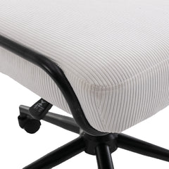 Corduroy Desk Chair Home Office Adjustable Height - White