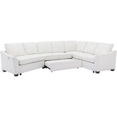 129.5" Sectional Sleeper Sofa with Pull-Out Bed Modern L-Shape Couch Bed with USB Charging Port - Beige
