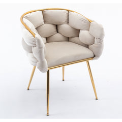 Luxury modern simple leisure velvet single sofa chair - Beige