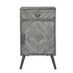 MAICOSY 26" Chevron Pattern Wood Bedside Nightstand, Distressed Gray End Table