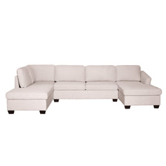 Modern Large U-Shape Sectional Sofa, Double Extra Wide Chaise Lounge Couch - Beige