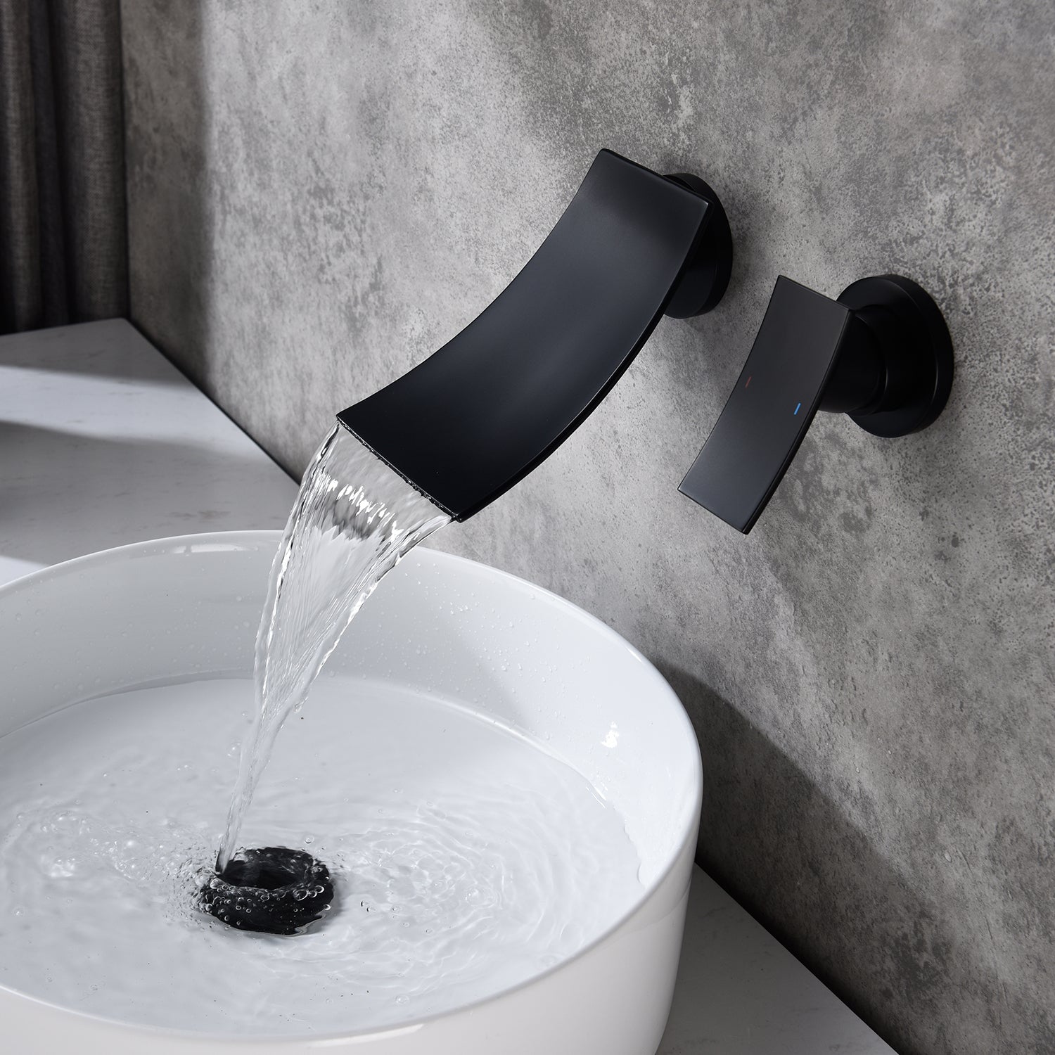 Wall Mount Widespread Bathroom Faucet - Black