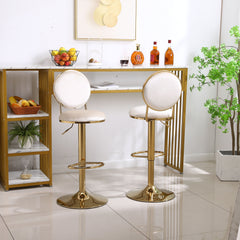 Bar Stools with Back and Footrest Counter Height Dining Chairs (Set of 2) - Beige