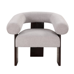 The Curved Wishbone Frame Accent Chair Teddy Velvet for Living Room - Light Gray