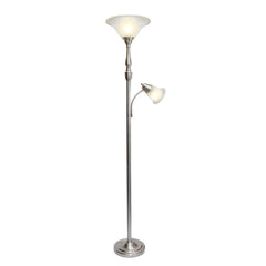 71" Floor Lamp with White Marble Glass Shade - Silver