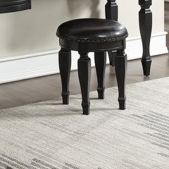 Bedroom Classic Vanity Set Wooden Carved Mirror Stool Drawers - Black