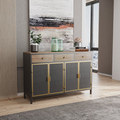 MAICOSY 48" Wide 4 Doors Modern Sideboard with 3 Top Drawers Attractive Stand